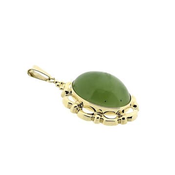 Gouden hanger met Jade (Hanger of bedel), Ophalen of Verzenden, Gebruikt, Goud, Overige merken