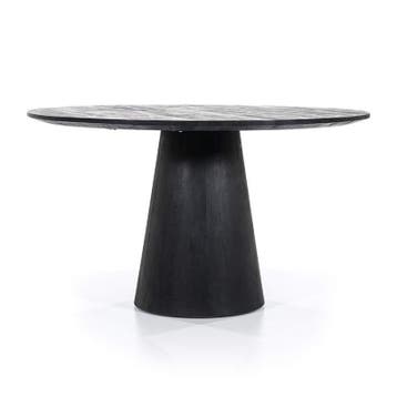 Eettafel Aron Rond - 130cm - Zwart - 95657 - eettafel, Nieuw, Rond, Overige materialen