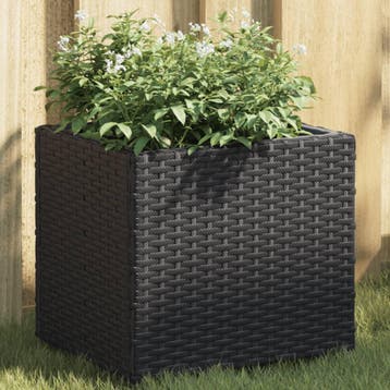 vidaXL Plantenbak 36x30x32 cm poly rattan zwart, Verzenden, Nieuw, Minder dan 60 cm, 30 tot 60 cm
