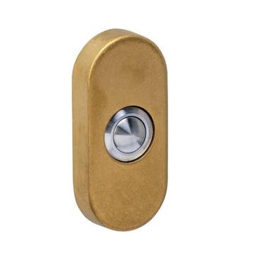 Intersteel beldrukker ovaal verdekt PVD messing getrommeld, Verzenden, Nieuw
