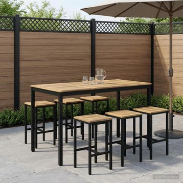 vidaXL Tuinbar Tafel Wit en zwart 141 x 80,5 x 105 cm, Verzenden, Nieuw