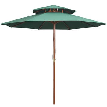 vidaXL Dubbeldekker parasol 270x270 cm houten paal groen, Verzenden, Nieuw, 2 tot 3 meter