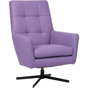 Leren draaifauteuil Central - Toledo Lila (lichtpaars), Huis en Inrichting, Fauteuils, Nieuw, Ophalen of Verzenden, 75 tot 100 cm