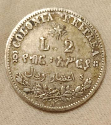 Italië, Italiaans Eritrea Umberto I. 2 Lire 1890 (Zonder