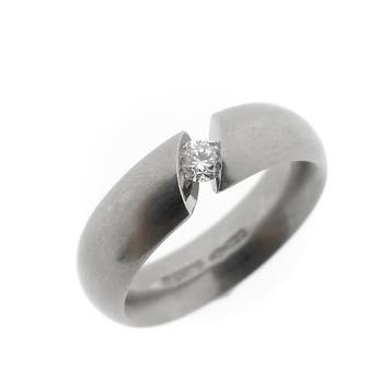 Niessing witgouden Narcis-ring gezet met diamant, Gebruikt, Ophalen of Verzenden, 17 tot 18, Met edelsteen