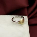 Bicolor gouden ring met diamant, Sieraden, Tassen en Uiterlijk, Ringen, Gebruikt, Overige kleuren, Ophalen of Verzenden, 17 tot 18