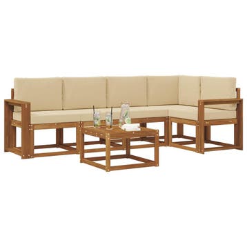 vidaXL Buiten bankenset met kussen 6 pcs Natuurlijk en Beige, Verzenden, Nieuw