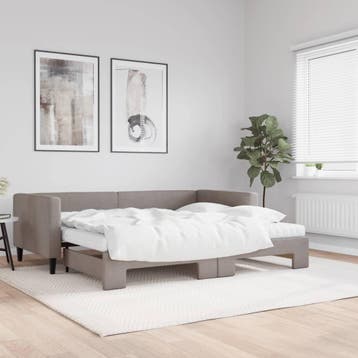 vidaXL Slaapbank met onderschuifbed en matrassen 90x200 cm, Huis en Inrichting, Slaapkamer | Bedden, 90 cm, Eenpersoons, Verzenden