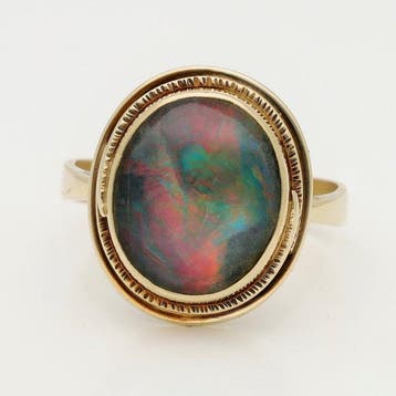 Ring - 14 karaat Geel goud - Opaal, Sieraden, Tassen en Uiterlijk, Nieuw
