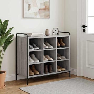 vidaXL Schoenenkast 85 x 39,5 x 75 cm Bewerkt hout Grijs, Verzenden, Nieuw