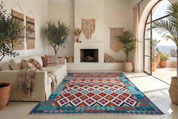 Kleurrijke kilim - ongebruikt - Vloerkleed - 295 cm - 205 cm, Huis en Inrichting, Nieuw