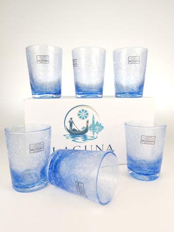 LAGUNA - Drinkservies (6) - gecrackt - Muranoglas - 6 GOTO