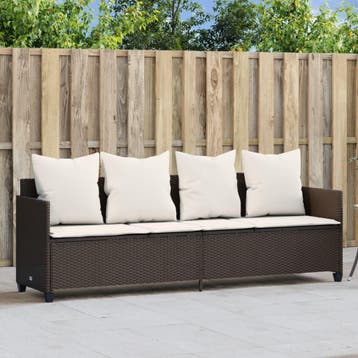 vidaXL Ligbed met kussens poly rattan bruin, Tuin en Terras, Verzenden, Nieuw