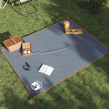 vidaXL Picknickkleed met haringen 205x155 cm grijs en oranje, Verzenden, Nieuw
