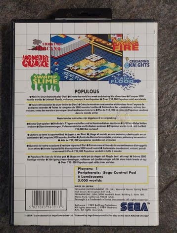 Populous (Sega master system tweedehands game), Ophalen of Verzenden, Zo goed als nieuw