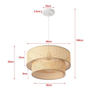 Design hanglamp Ascot 12xØ40 cm E27 wit rotan look lux.pro, Huis en Inrichting, Verzenden, Nieuw