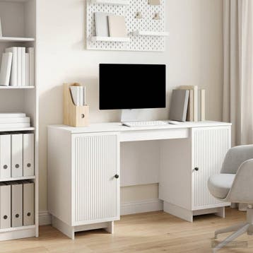 vidaXL Bureau Hoogglans Wit Bewerkt hout 142,5 x 50 x 75 cm, Verzenden, Nieuw