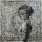 Jacqueline Klein Breteler - “Hurt.”-painting on a carpet-XXL