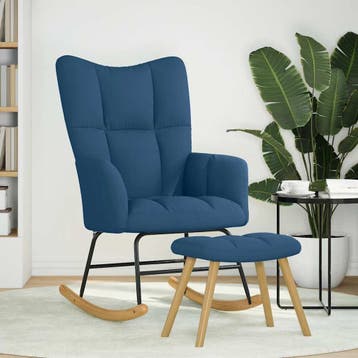 vidaXL Schommelstoel met voetenbank stof blauw, Verzenden, Nieuw