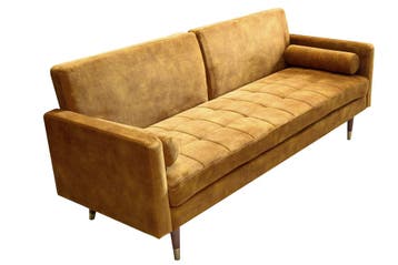 Moderne slaapbank COUTURE 196cm mosterdgeel microvelours, Ophalen of Verzenden, Nieuw