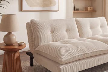 Slaapbank COCOONING 190cm 3-zits cord beige - 48472, Ophalen of Verzenden, Nieuw