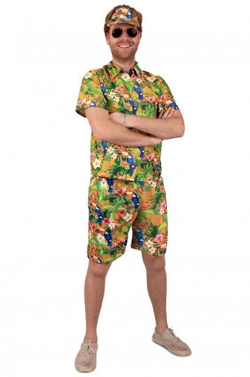 Tropische Korte Broek Hawaii Toekans Oranje, Ophalen of Verzenden, Nieuw