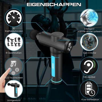 2dekans | Sanbo-Massage Gun met 30 Standen – 8 Opzetstukken, Ophalen of Verzenden, Zo goed als nieuw