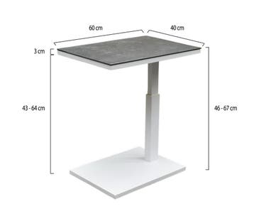 Tracy bijzettafel 60x40xH46-67 cm in hoogte verstelbaar wit, Ophalen of Verzenden, Nieuw