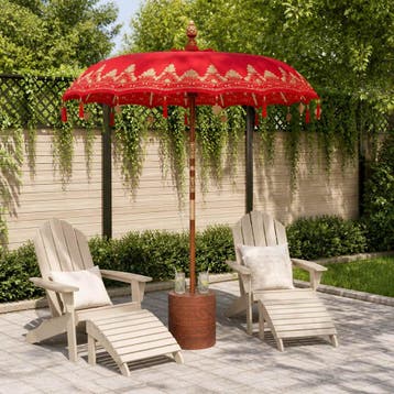vidaXL Balinese parasol met basis 260 Rood en Bruin 190 x, Verzenden, Nieuw, 1 tot 2 meter