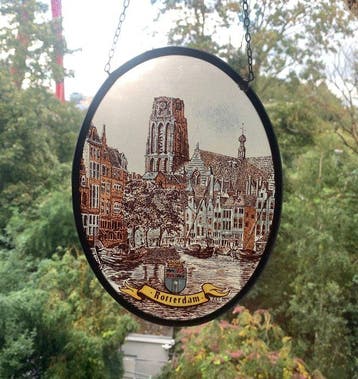 Glas-in-loodraam - 1940-1950 - Rotterdam gebrandschilder