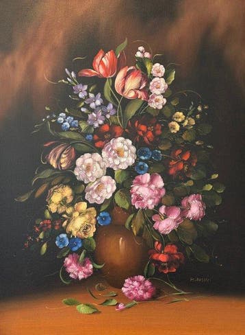R. Rosini (1924) - Gorgeous Still life with Flowers, Antiek en Kunst, Kunst | Schilderijen | Klassiek