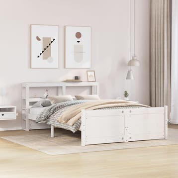 vidaXL Bedframe met hoofdeinde zonder matras 120x200 cm wit, Huis en Inrichting, Slaapkamer | Bedden, Verzenden, Wit, Nieuw, Twijfelaar