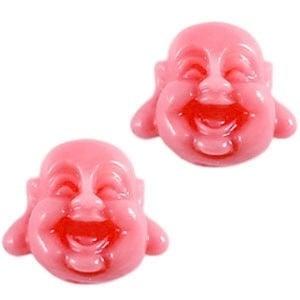 2 x Buddha Kraal Resin 12 mm Roze (Religie bedels, Bedels), Ophalen of Verzenden, Nieuw, Kraal