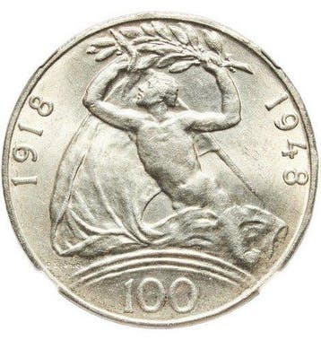 Tsjecho-Slowakije. 100 Korun 1948 - NGC MS63 (30th