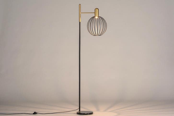 Rietveld Vloerlampen - Zwart, Goud - Metaal, Marmer, Huis en Inrichting, Lampen | Vloerlampen, Verzenden