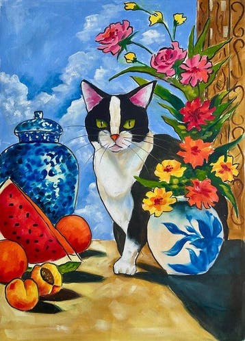 Camilo - Luz Tropical con Felino, Antiek en Kunst, Kunst | Schilderijen | Klassiek