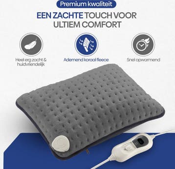 NIVADA Elektrische Warmtekussen Ultra Fleece - 30x38 cm -, Doe-het-zelf en Verbouw, Elektra en Kabels, Ophalen of Verzenden, Zo goed als nieuw