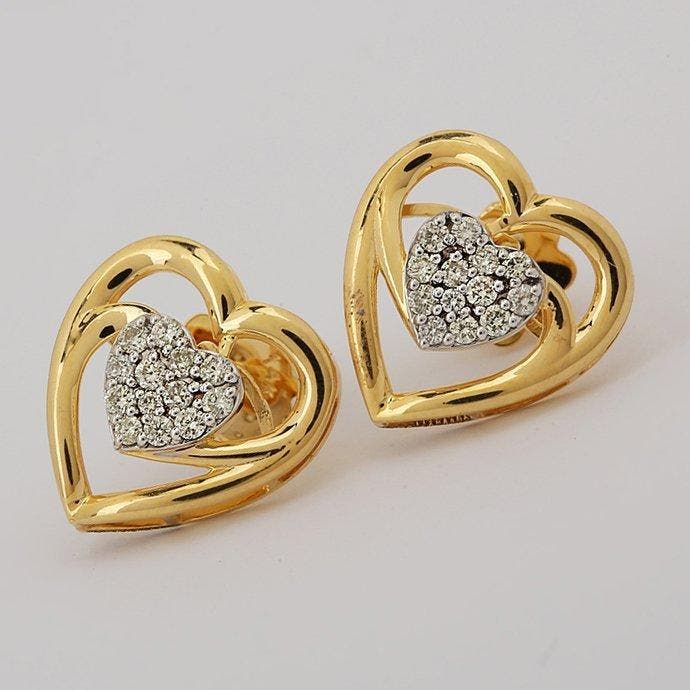 Zonder minimumprijs - Oorstekers - 14 karaat Geel goud -, Sieraden, Tassen en Uiterlijk, Antieke sieraden