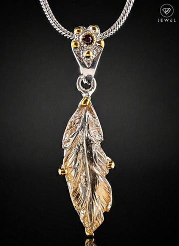 Ametrine Kristal Blad Ketting - 925 Sterling Zilver -