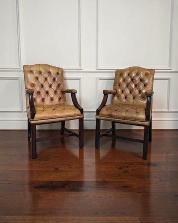 Chesterfield style - Fauteuil (2) - Directeur - Leder, Hout