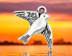 2 x Metalen bedel vogel zwaluw antiek zilverkleur, afm. 2..., Ophalen of Verzenden, Nieuw, Bedel