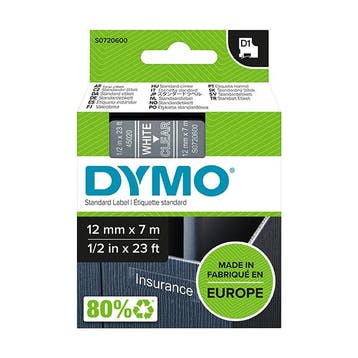 Dymo S0720600 / 45020 tape wit op transparant 12 mm, Computers en Software, Printerbenodigdheden, Verzenden, Nieuw, Printertape