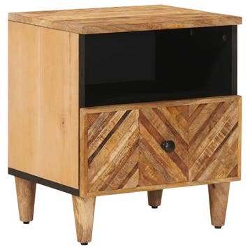 vidaXL Nachtkastje Bruin 50 x 33 x 60 cm Massief Mango Hout, Minder dan 45 cm, Verzenden, Nieuw, Minder dan 55 cm
