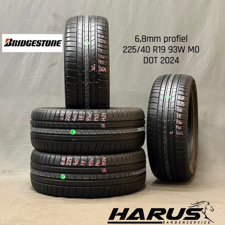 225/40/19 93W MO Bridgestone zomerbanden 6,8mm profiel 4X, Auto-onderdelen, Banden en Velgen, 19 inch, Erkend duurzaam, Zomerbanden