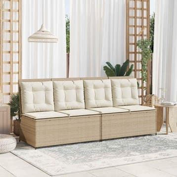 vidaXL Tuinbank Beige poly rattan, Tuin en Terras, Tuinsets en Loungesets, Verzenden, Nieuw, Rotan