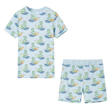 vidaXL Kinderpyjama met korte mouwen 116 lichtblauw, Verzenden, Nieuw