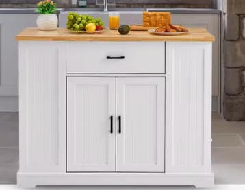 Keukeneiland met Houten Blad &amp; Opbergruimte – 117 cm, Verzenden, Nieuw