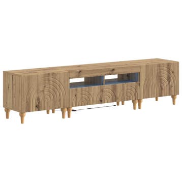 vidaXL 3-delige LED TV-kast Artisanaal eiken Bewerkt hout, Minder dan 50 cm, Verzenden, Nieuw, Minder dan 100 cm