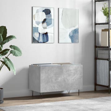 vidaXL Platenkast 74,5x38x48 cm bewerkt hout betongrijs, Verzenden, Nieuw