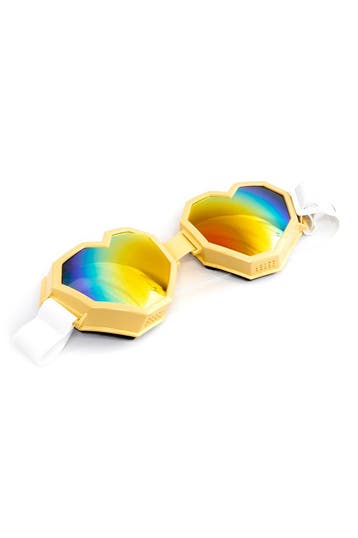 KIMU® Goggles Hartjes Skibril Bril Sunshine Geel Montuur Reg, Ophalen of Verzenden, Nieuw, Overige maten, Carnaval